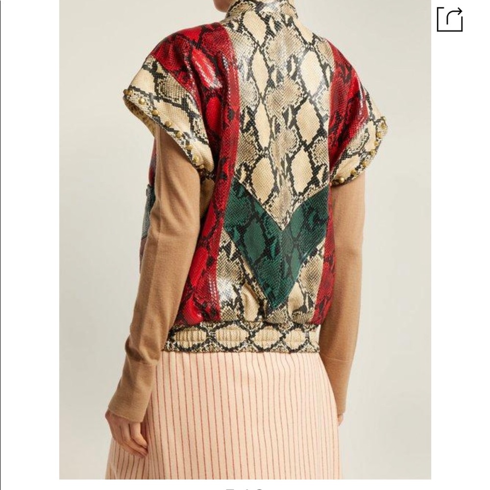 Gucci Python-Print Leather Bomber Jacket - image 4